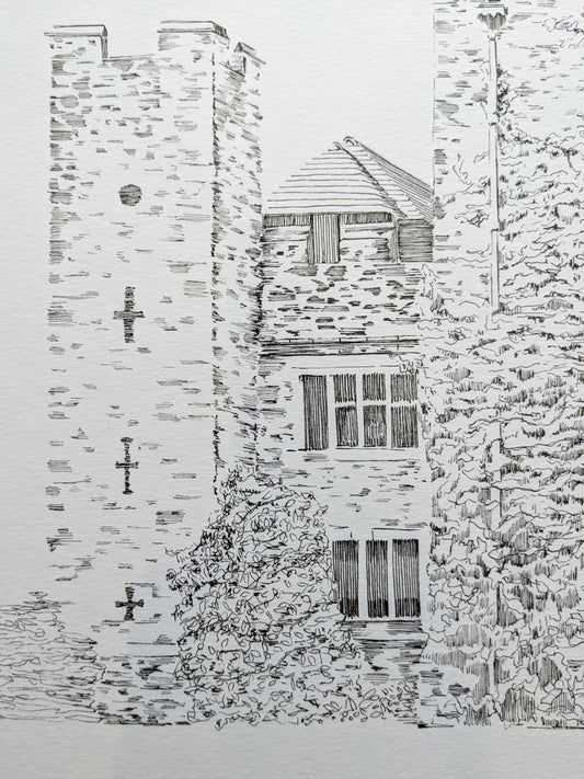 Detail of the original Hever Castle pen drawing