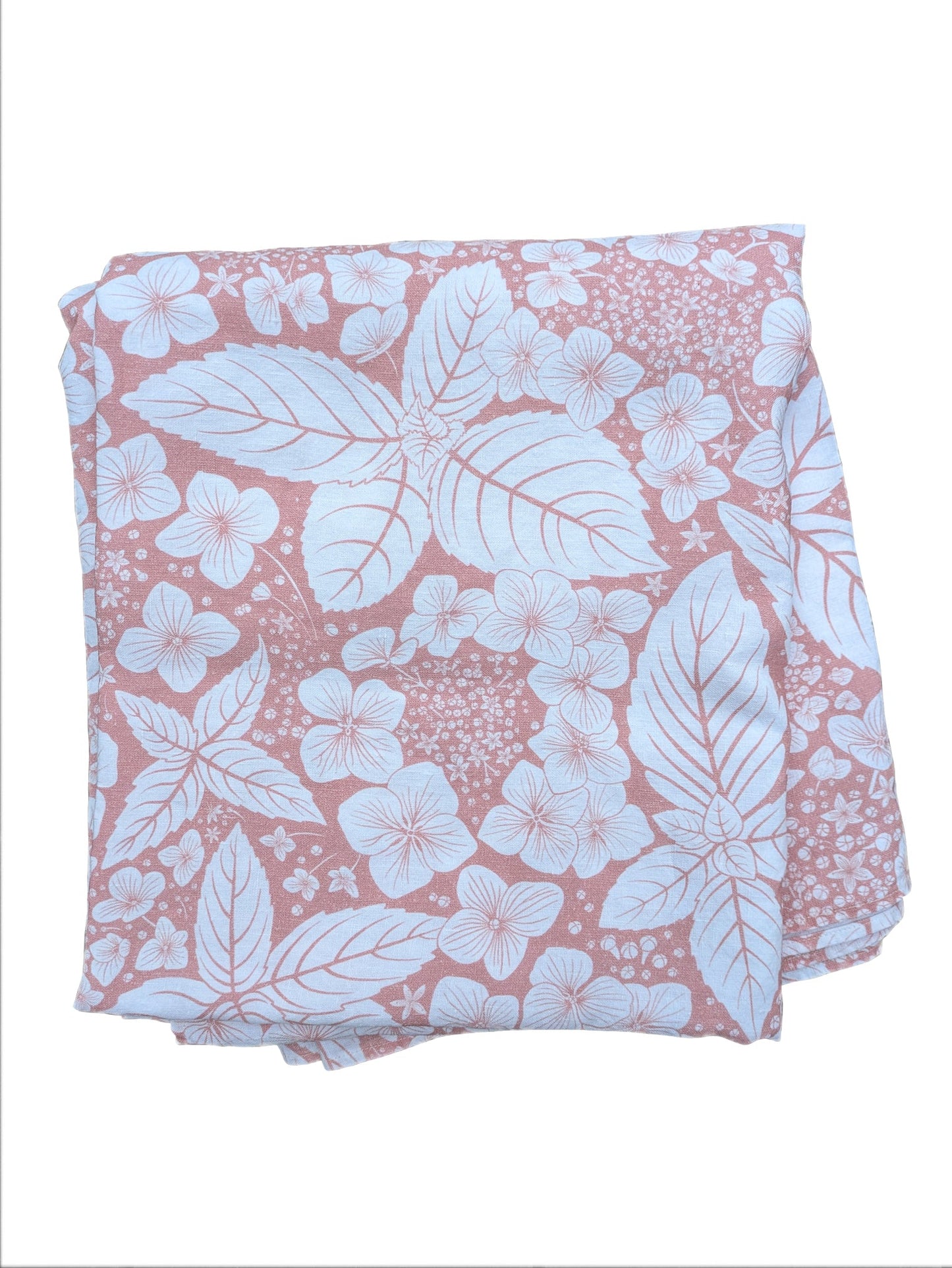 Cutout image of the pastle pink hydrangea table cloth folded