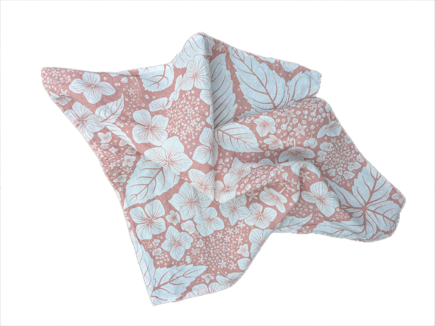 Cutout image of the soft pink linen Hydrangea napkin