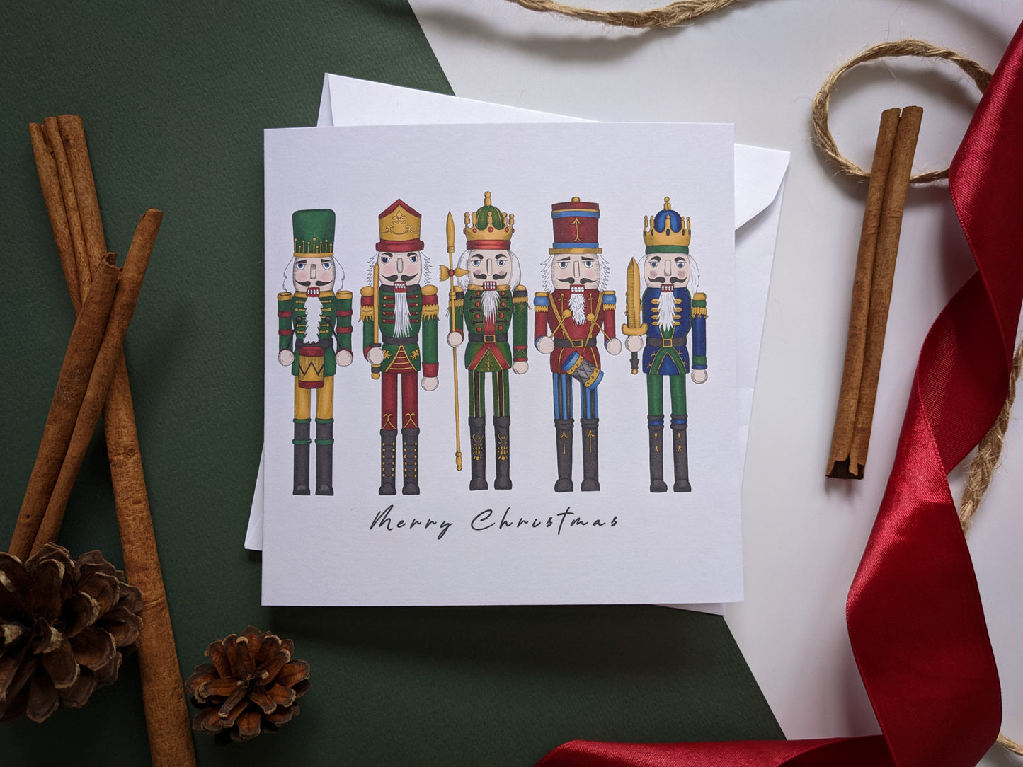 Novelty nutcracker card with festive props