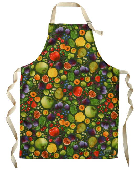 Colourful fruit apron birdseye view, nature themed kitchenware