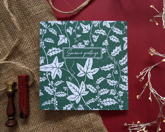 Christmas Holly and Ivy patterned card
