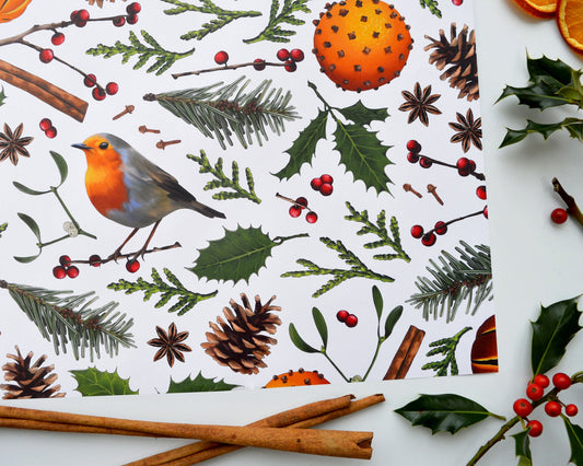 Close up Christmas elements gift wrap