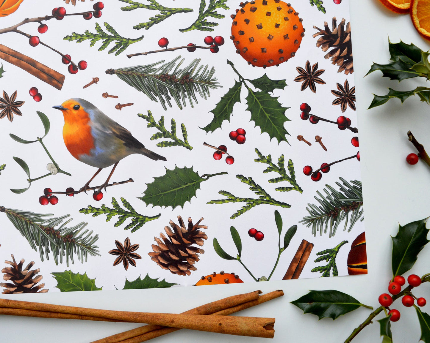 Close up Christmas elements gift wrap