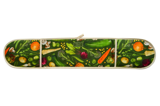 Bright British vegetable print oven gloves