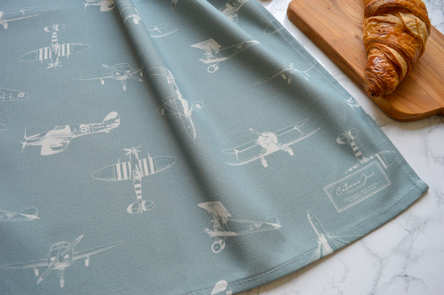 close up of aeroplane tea towel