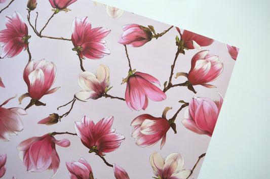 Pink flower wrapping paper