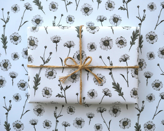 green white floral gift wrap