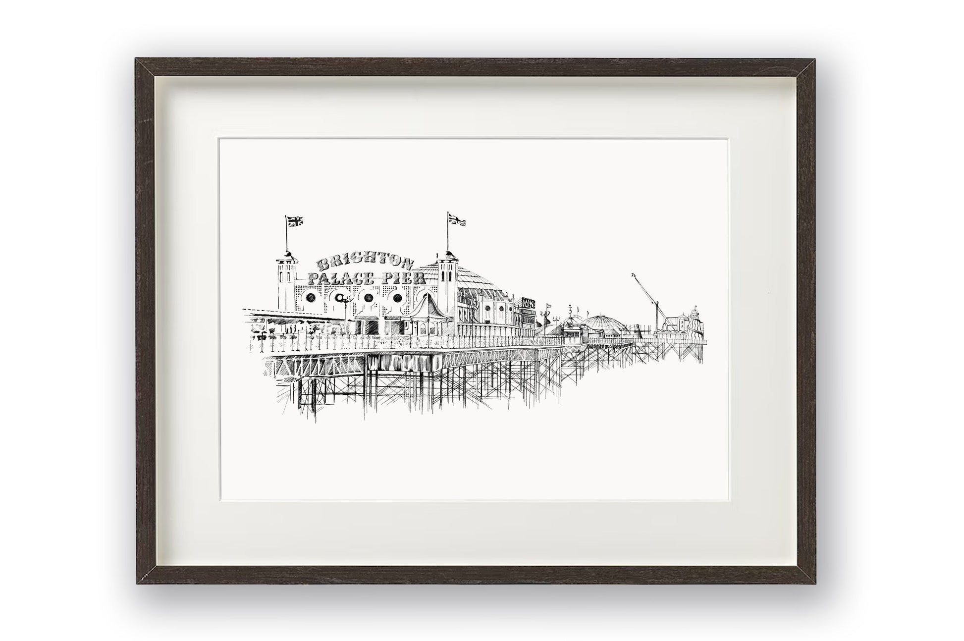 Brighton Palace Pier drawing shown framed