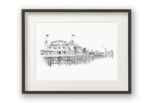 Brighton Palace Pier drawing shown framed
