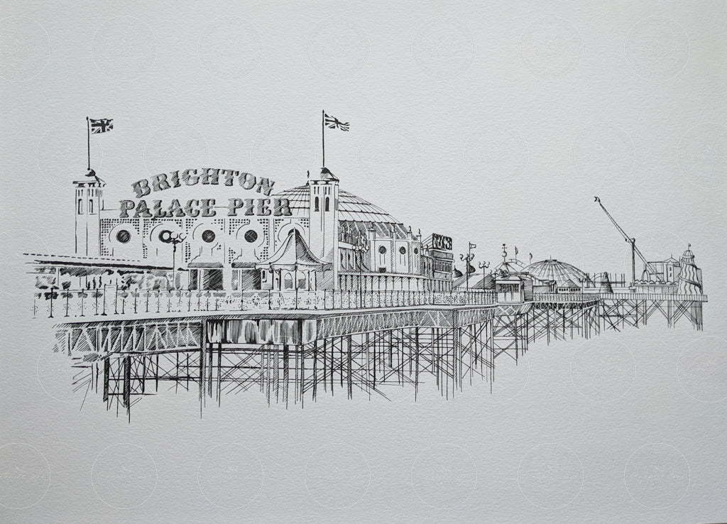 The original ink drawing of Brighton Palace Pier