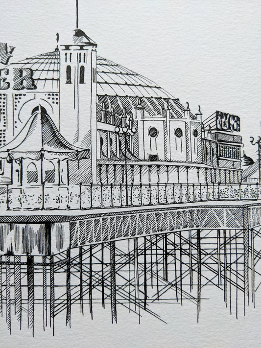 Brighton Palace Pier ink drawing detail