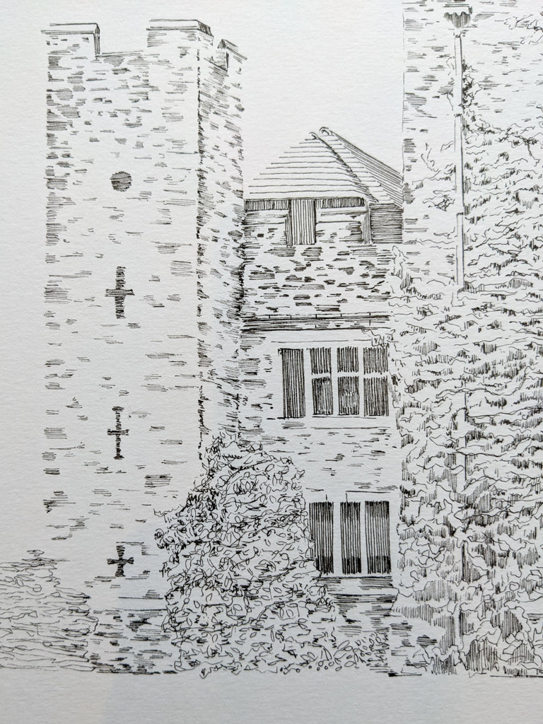 Detail of the original Hever Castle pen drawing