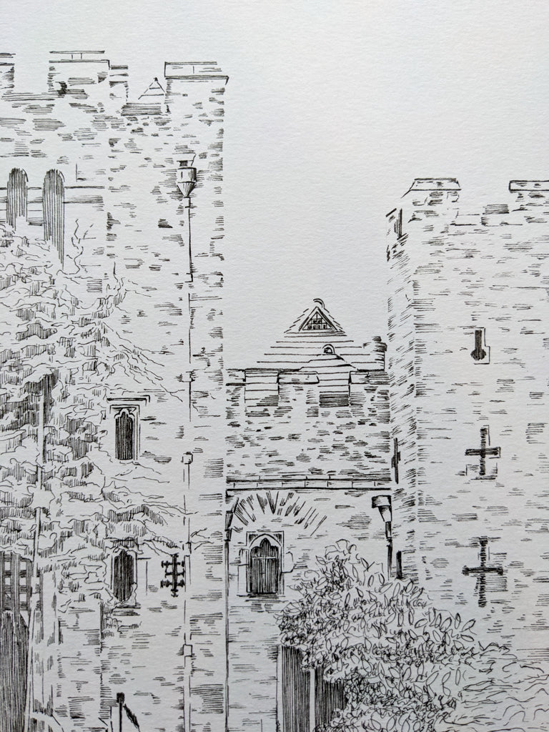 Close up detail of the original Hever Castle pen drawing