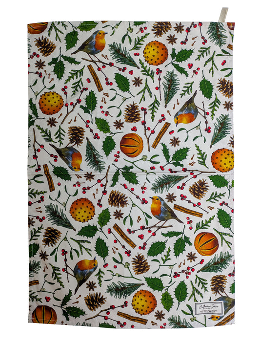 Cutout image of the Botanical nature elements tea towel