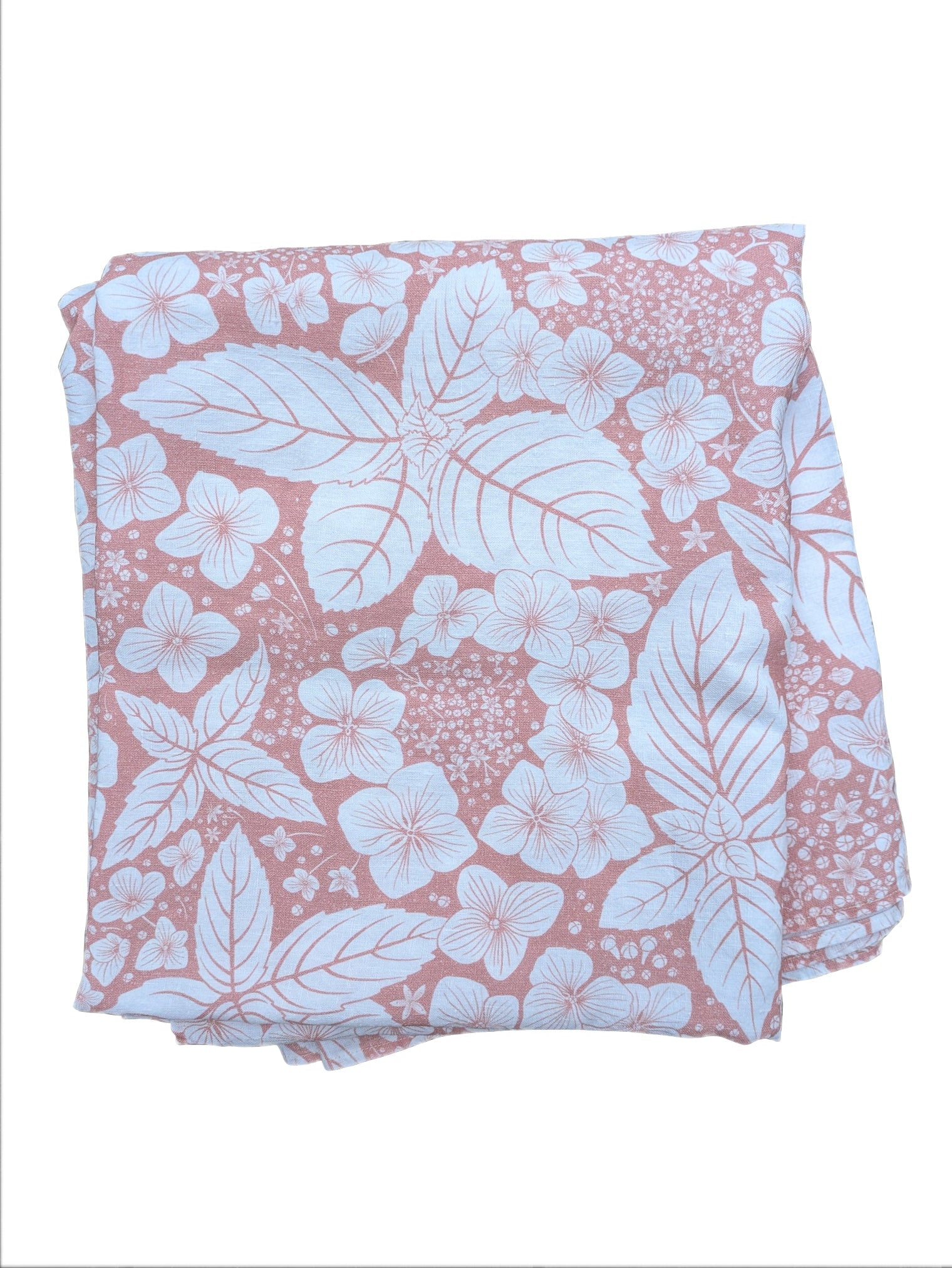 Cutout image of the pastle pink hydrangea table cloth folded