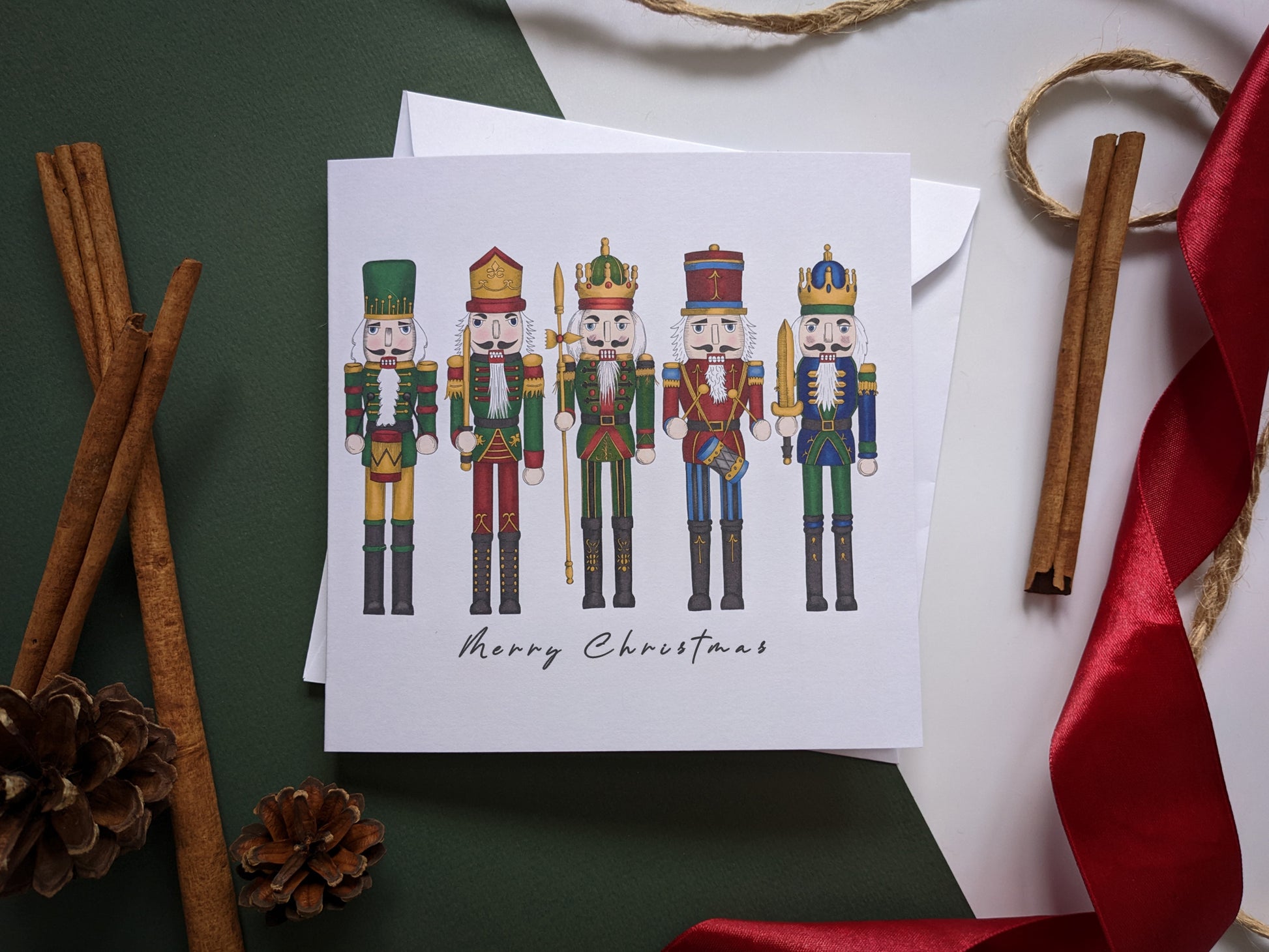 Novelty nutcracker card with festive props