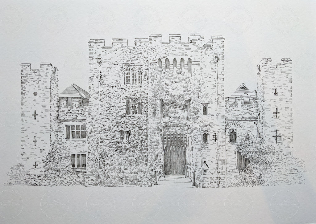 Image of the original Hever Castle pen drawing