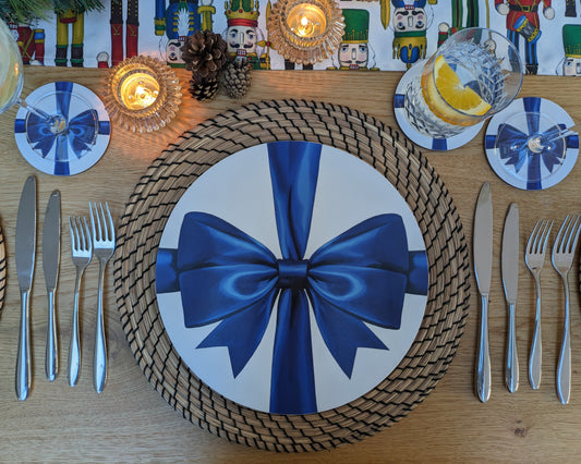 Blue ribbon placemat & coaster set