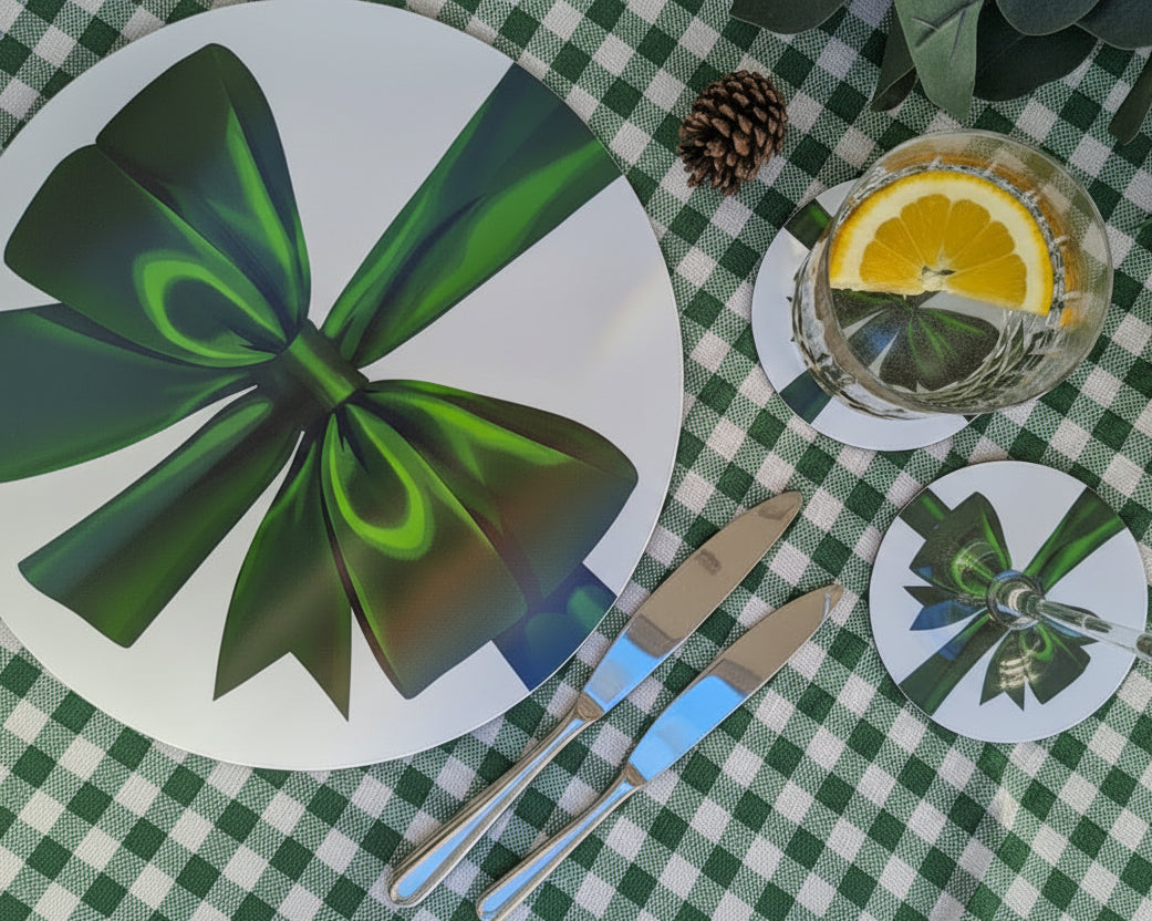 Coasters Ribbon Green Ribbon Coasters – Heat Resistant & Made in England ...