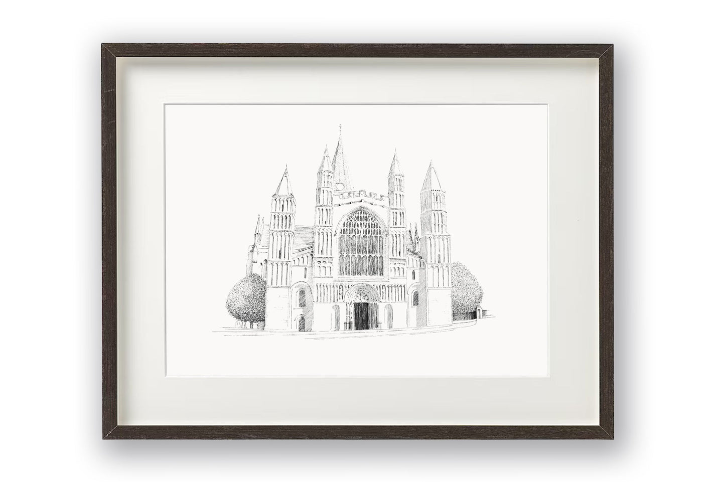 Rochester Cathedral artwork shown framed