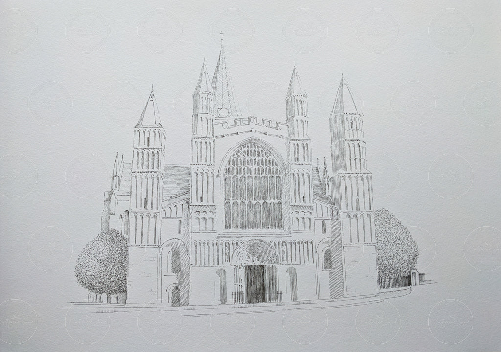 Rochester Cathedral original pen artwork 