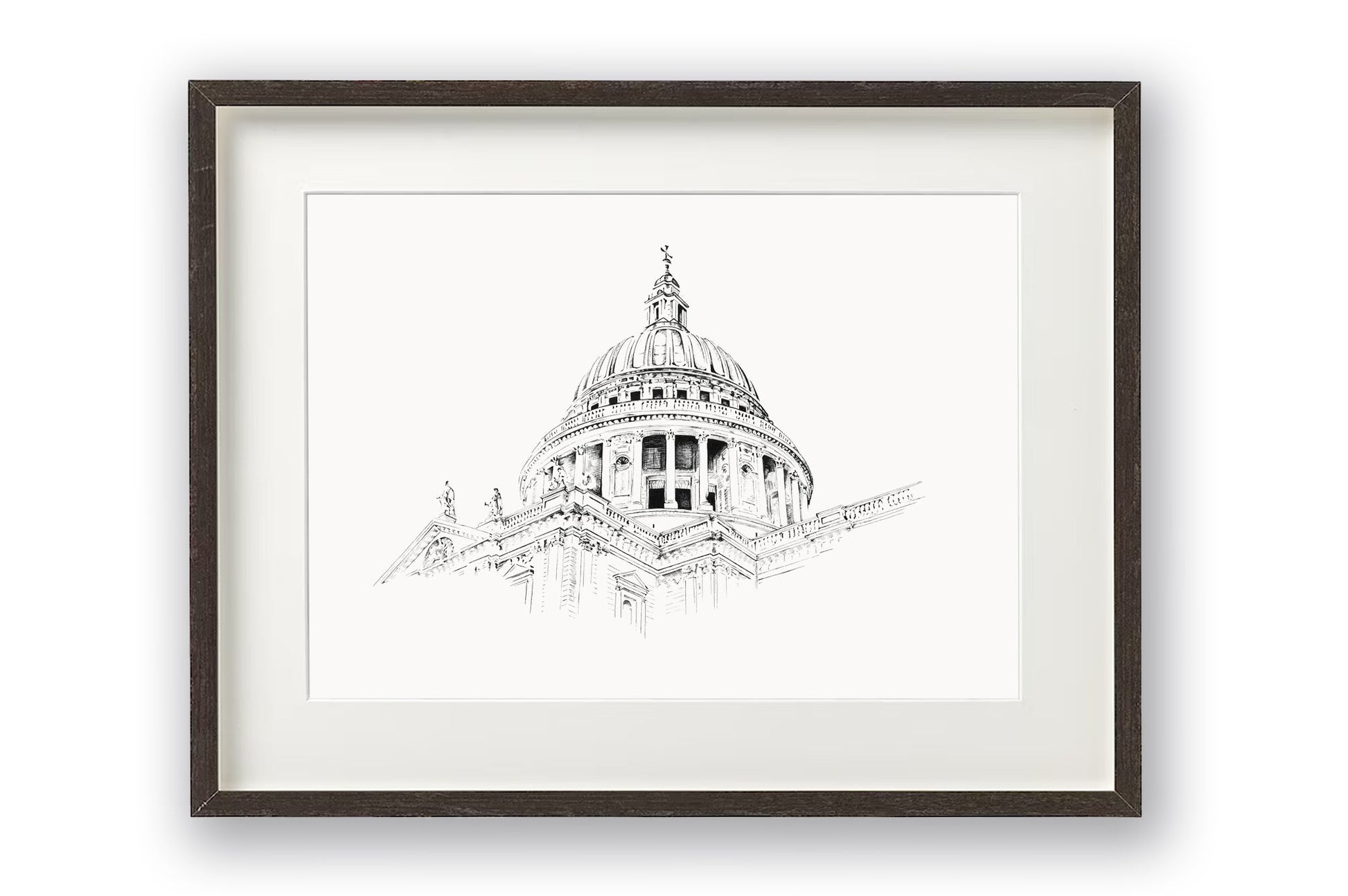 St Paul's Cathedral ink drawing shown framed