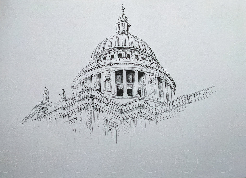 The original ink drawing of St Paul's Cathedral