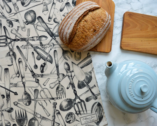 Cutlery tea towel - allover