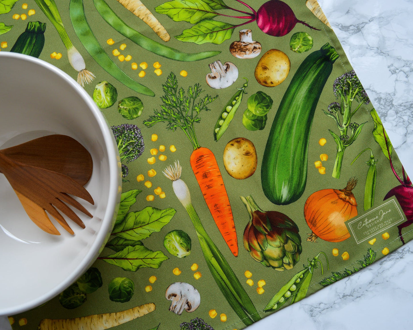 Vegetable tea towel - Sage