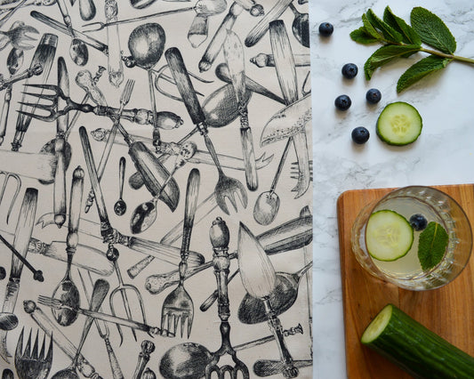 Cutlery tea towel - allover