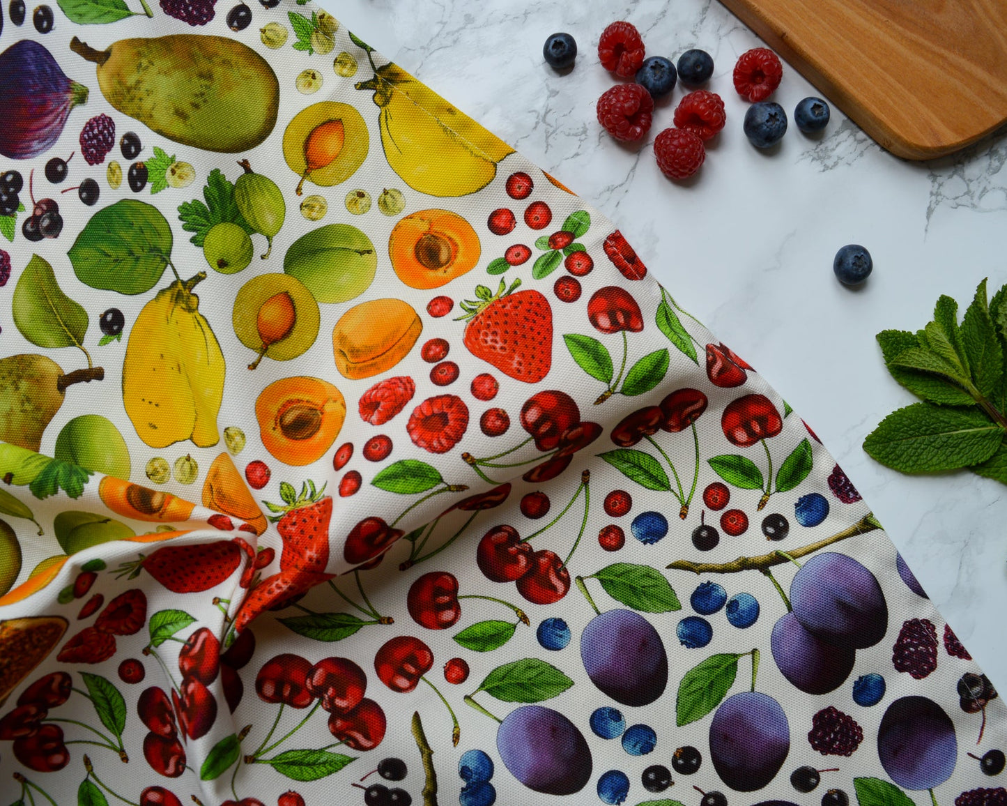 Fruit rainbow tea towel - Natural
