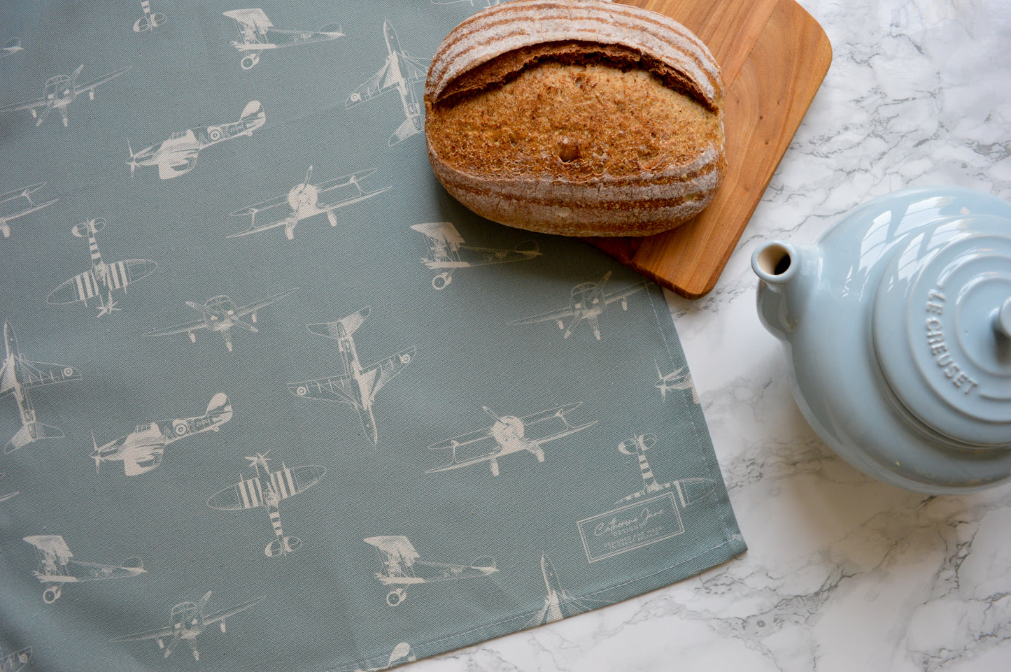 Classic plane tea towel in kitchen