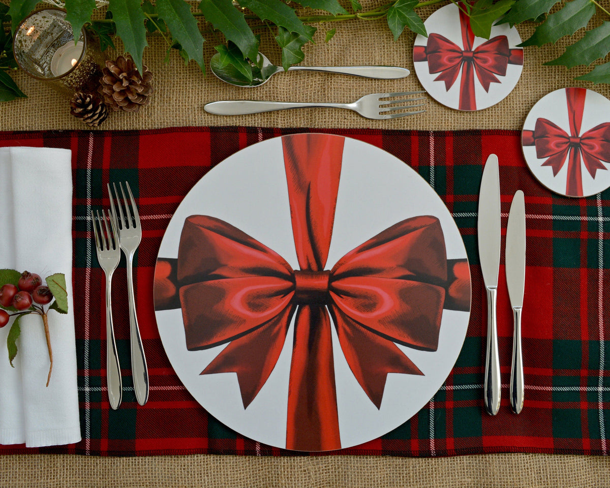 Coasters Ribbon Red Ribbon Coasters – UK Celebration Tableware – CatherineJaneDesigns