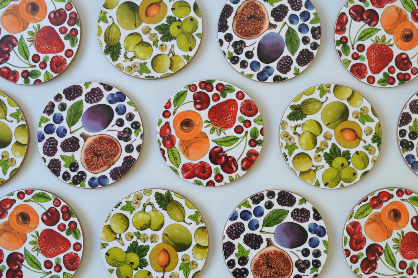 Rainbow fruit coasters