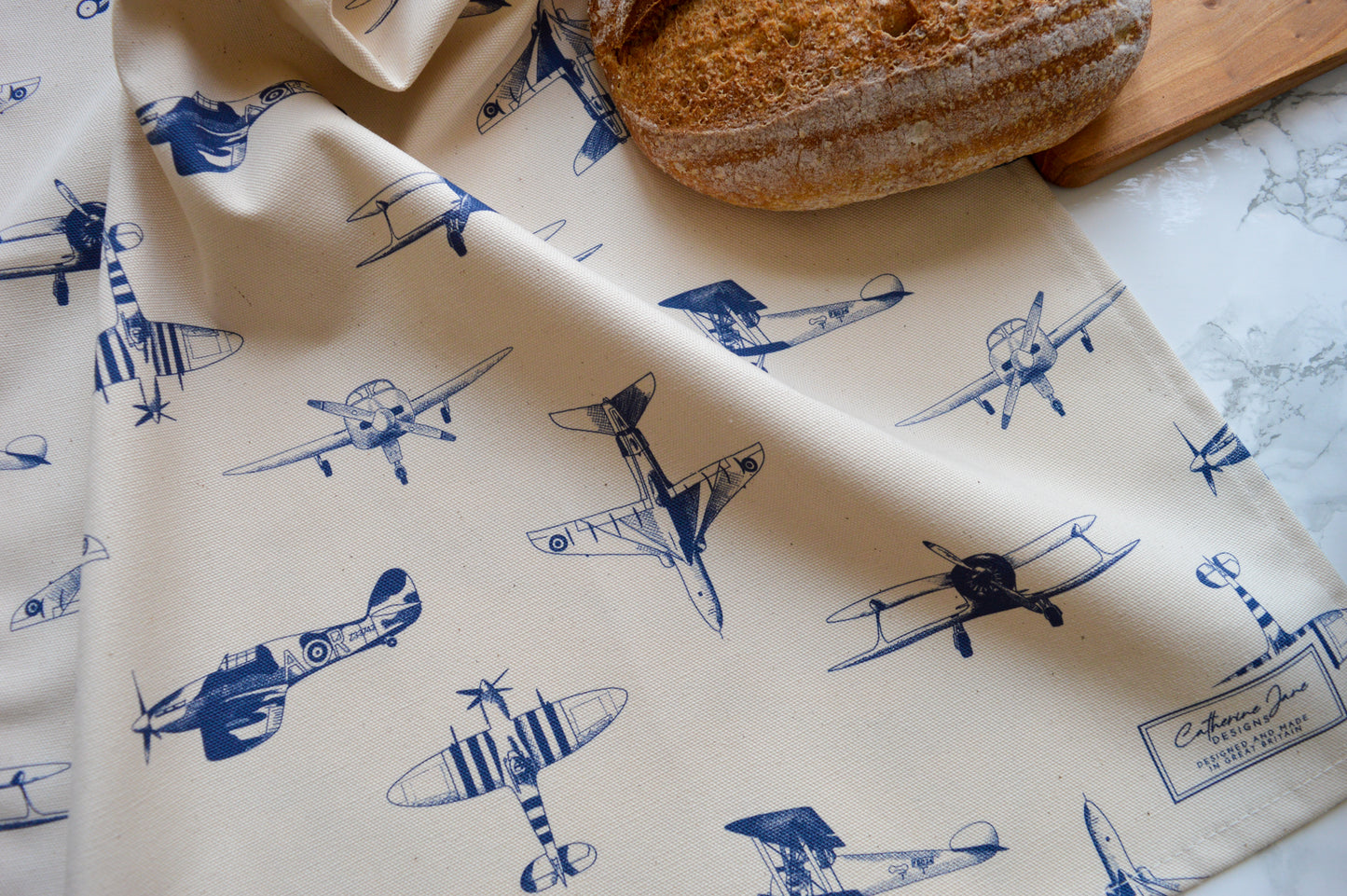 Close up of aeroplane tea towel