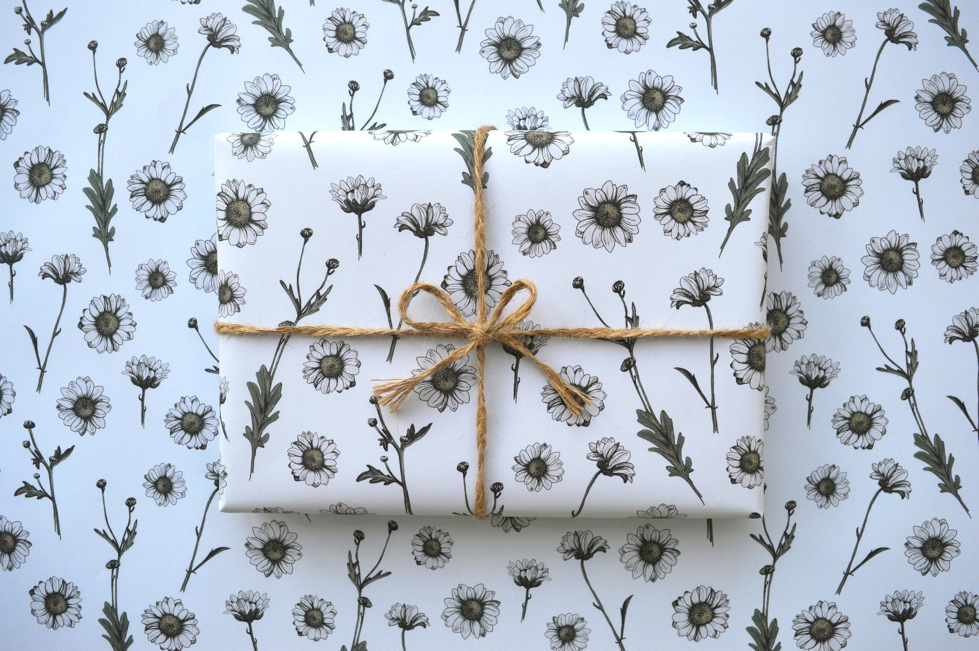 green white floral gift wrap