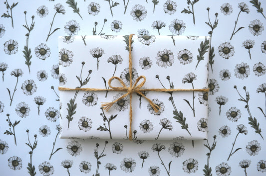 green white floral gift wrap